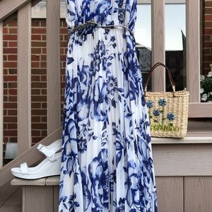Complete summer dress set with belt, shoes, & bag